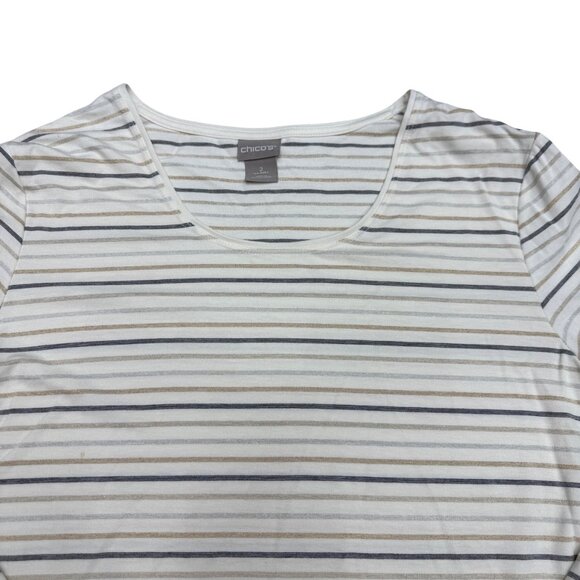 Chico's Women's Metallic Stripe Long Sleeve Top, Size 2 (US L) - Picture 3 of 8